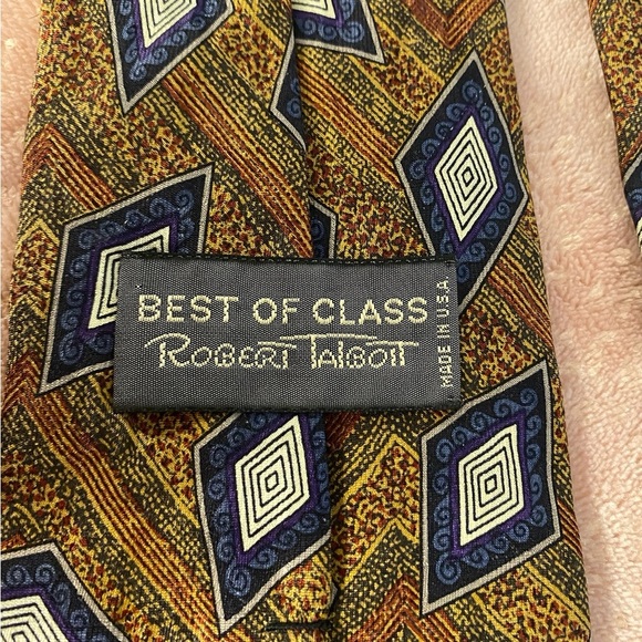 Robert Talbott Abstract Diamond Tie in Blue and Brown - Picture 6 of 10